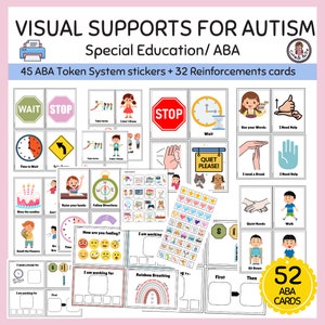 Recursos de apoyo conductual Autismo ABA Visual Tarjetas de referencia / Estrategias para calmarse