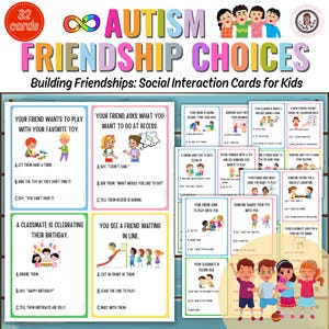 Tisser des liens d'amitié : cartes d'interaction sociale pour enfants 32 cartes