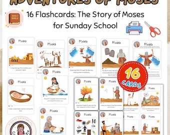 16 Flashcards: The Story of Moses for Sunday School