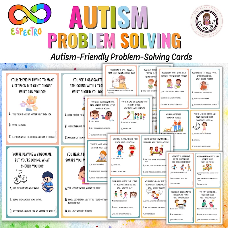Problem-solving Social Skills Cards for Kids With Autism 32 CARDS ...