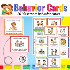 Tarjetas didácticas con reglas de conducta en el aula: 20 tarjetas visuales para enseñar buena conducta