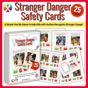 Cartes de sécurité Danger pour les étrangers : un jeu simple par oui/non pour aider les enfants autistes