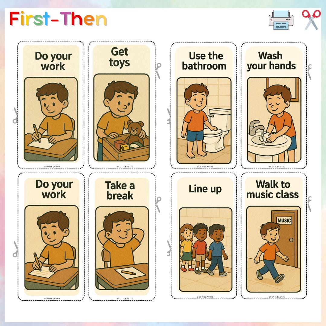 First-then Visual Cards for Kids With Autism – Printable Support - Etsy