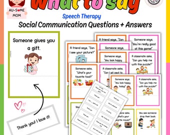 Speech Therapy - Social Communication Questions -What to Say Cards+ Answers