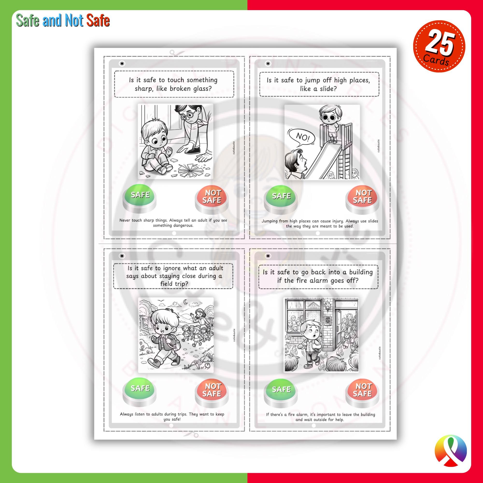 Safe and Not Safe: Visual Cards for Kids With Autism to Learn About ...