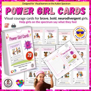 Cartes Power Girl – Pouvoir social pour les filles neurodivergentes 20 cartes/ Compétences sociales