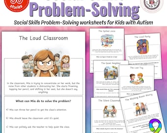 Social Skills Problem-Solving worksheets for Kids with Autism 30 stories