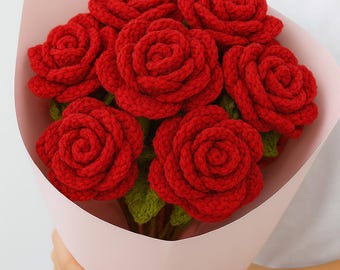 ハイブリッドローズのかぎ針編みパターン - エレガントなバラの花束 - 手作りギフトやホームデコレーションに簡単