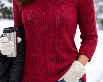 エレガントなレディースニットブラウス（7/4袖）