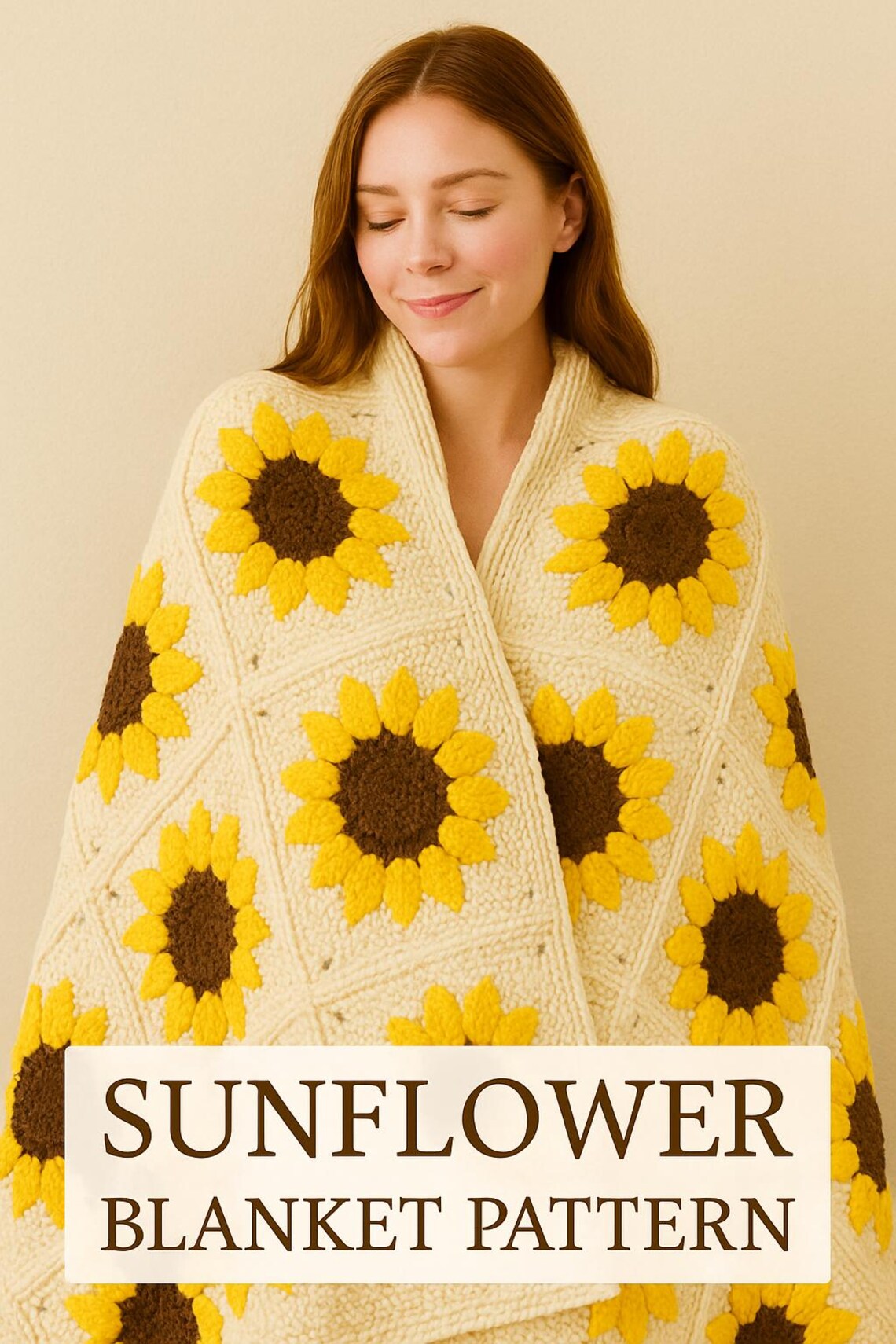 Sunflower Crochet Blanket Patternpattern For Warm Cheerful Decor Etsy 