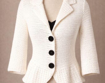 ボタン付きのエレガントなレディースクロシェブラウス