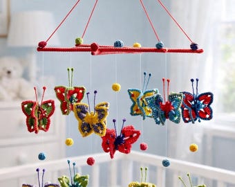 赤ちゃんの装飾のための吊り下げ式かぎ針編みの蝶の模様