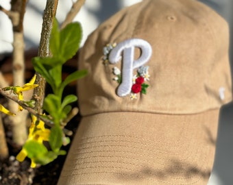 Floral Phillies Hat Hand Embroidered