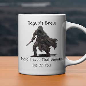 Rogue DnD Mug 15oz | Coffee Mug for Tabletop Gamers | Fantasy Gift for RPG Fans & Players | Perfect for Tea Lovers
