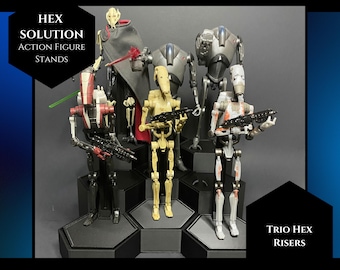 Action Figure Stands Hex Solution Trio Risers Display Stands for 1/12 or 6" Action Figures - Designed by LandspeederLuke