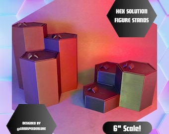 Action Figure Stands Hex Solution Multi-Tiered Step Riser Display Stands for 1/12 or 6" Action Figures - Designed by LandspeederLuke