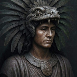 Mythical Characters:  Quetzalcoatl.  A digital image by Willful Wall Art.