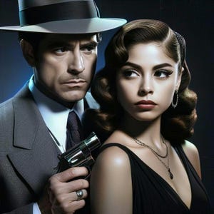 Serie Noir de los años 40: Investigador privado y cliente n.º 3. Una imagen digital de Willful Wall Art.