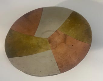 E. Cabello Mixed Metal Footed Dish 5.5” Made in Mexico