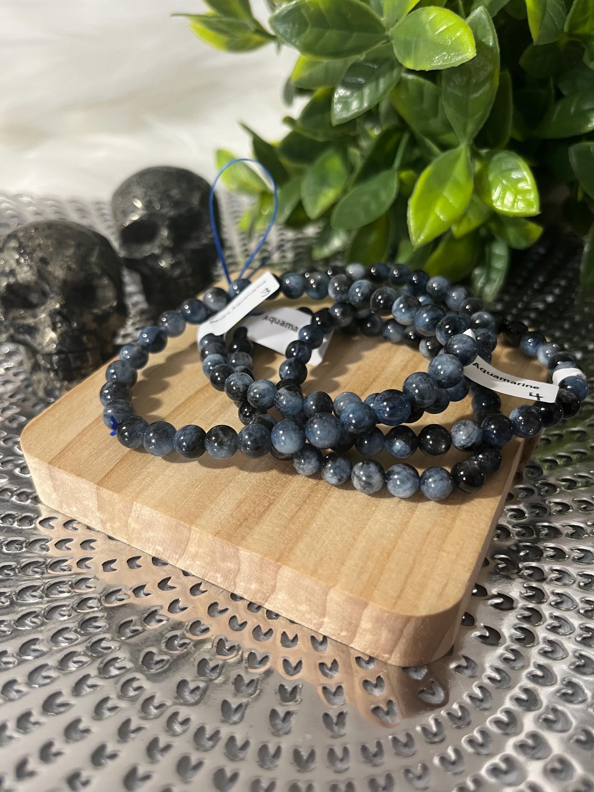デビルズアクアマリンストレッチブレスレット｜ブラックベリル 