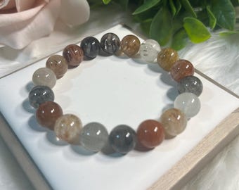 10mm Phantom Quartz Bead Bracelet | Layered Crystal