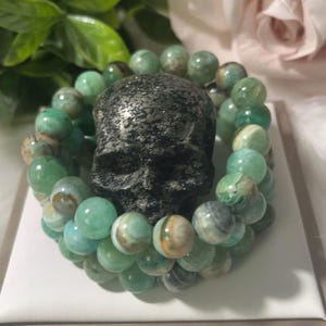 Bracciale con perline di onice verde: pietra naturale da 10 mm, supporto emotivo