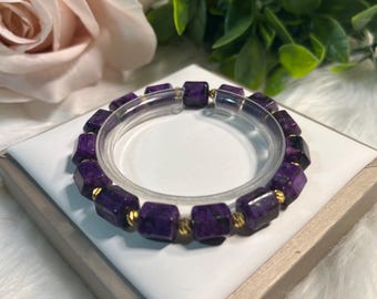 9mm Colour Enhanced Purple Imperial Jasper Bracelet