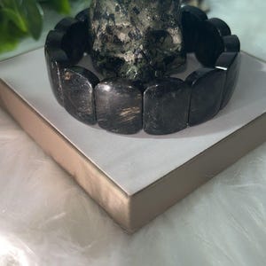 Arfvedsonite 20mm bangle bracelet | Arfvedsonite Garnet | Fireworks Garnet | Emotional and Spiritual Properties