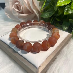 12mm Matte Geode Carnelian Round Bead Bracelet | Positive Energy and Personal Growth