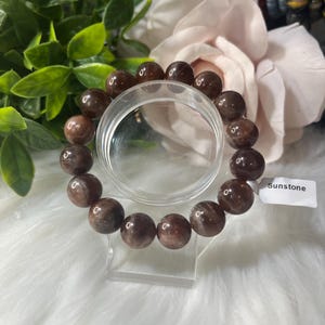 Flashy Sunstone Round Bead Bracelet | 13.5mm 10.5 mm | Protection Stone | Promotes Positve Energy