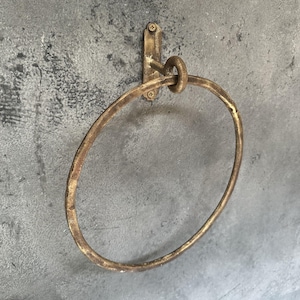 Portasciugamani ad anello in ottone anticato, portasciugamani ad anello in ottone, portasciugamani da bagno rotondo da parete