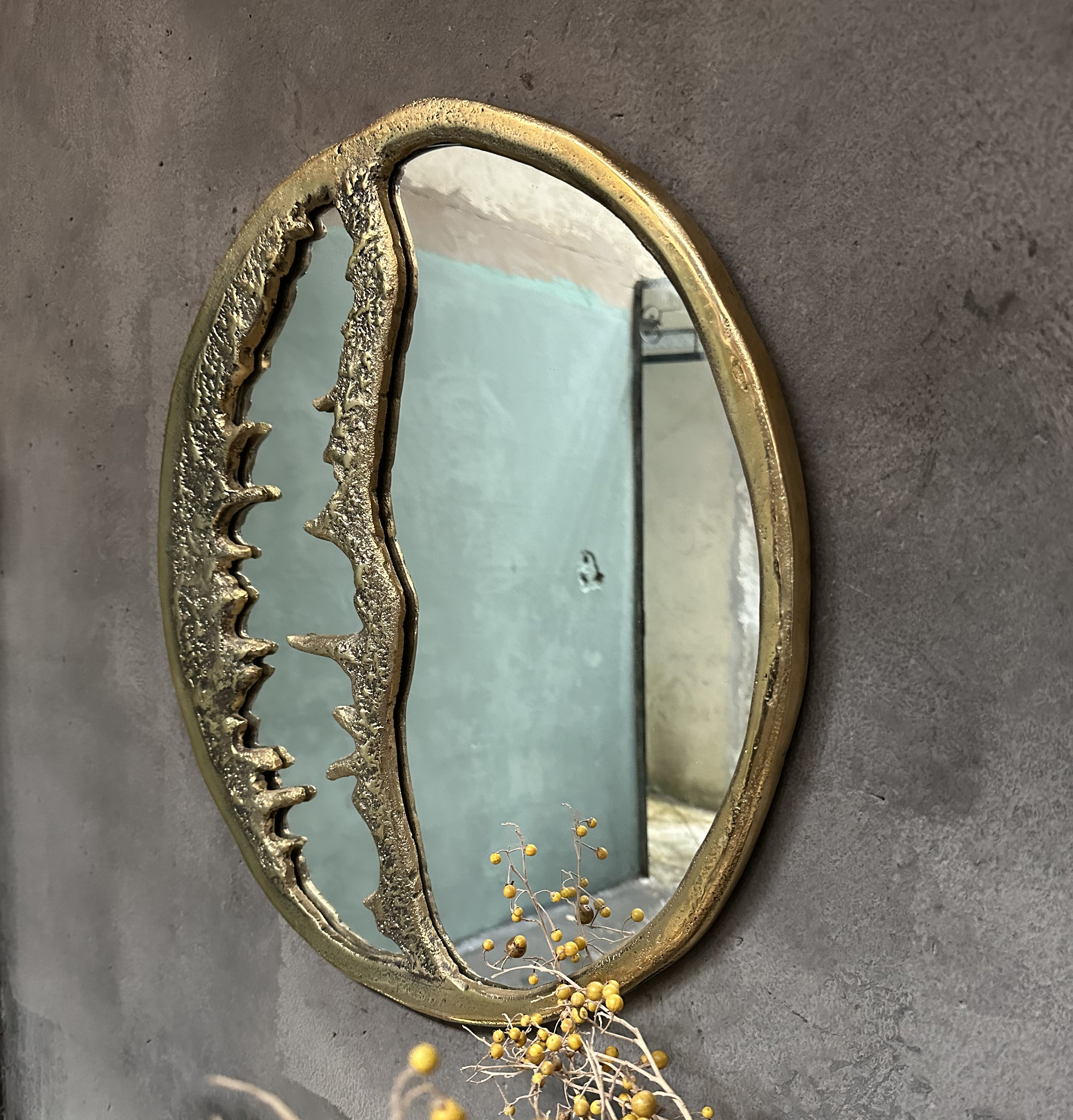Solid Brass Round Wall Mirror , Round Brass Bathroom Mirror - Etsy