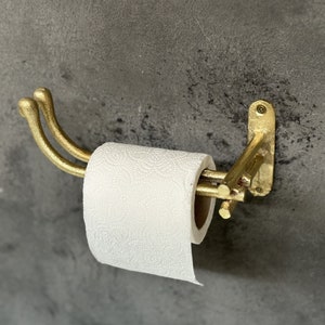 Portarotolo di carta igienica in ottone massiccio realizzato a mano, portarotolo in ottone per bagno