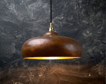 Illuminazione rustica della cucina dell'isola in rame, lampada a sospensione in rame,