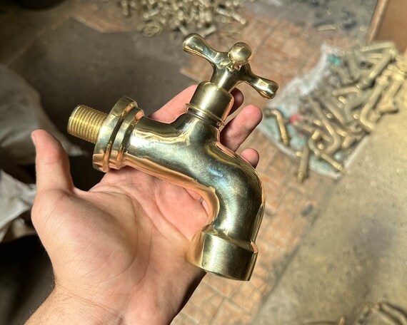 Antique Copper Garden Faucet - Wall Mount Outdoor Tap With Extended Spout