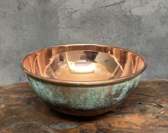 Oxidized Copper Vessel Sink: Green Patina Bathroom Washbasin