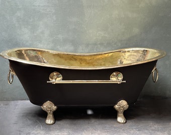 Brass Clawfoot Bathtub: Black Exterior Soaking Tub