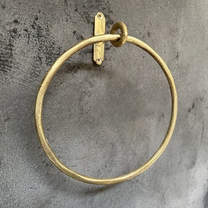 Portasciugamani ad anello in ottone massiccio non laccato, portasciugamani ad anello in ottone, portasciugamani da bagno rotondo da parete