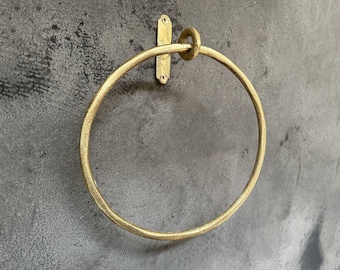 Solid Unlacquered Brass Towel Ring - Wall Mount Bathroom Decor