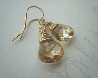 Swarovski Crystal wire wrapped briolette earrings