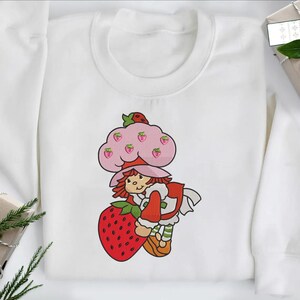 Funny Strawberry Girl Embroidery Shirt, Cute Summer Strawberry Shortcake Shirt, Gen X Cartoon Toy Embroidery Shirt Sweatshirt Hoodie