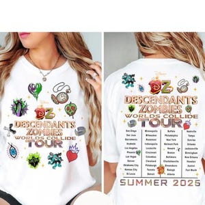 Disney Descendants Zombies Worlds Collide Tour Shirt, Disney Channel Descendant Zombies World Tour Concert Music Festival Fan Gift