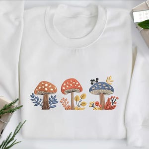 Embroidered Mushroom Wildflower Shirt, Wild Flower, Pop, Mushroom, Botanical Mushroom sweatshirt, Mushroom and Floral shirt, Botanical tee