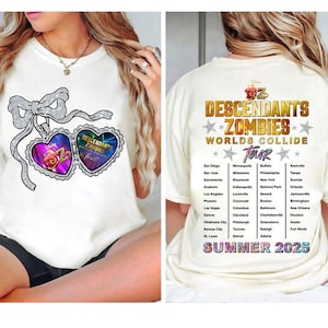 Descendants Zombies World Collide Tour Shirt, Der Aufstieg roter Charaktere, Sommer Musik Festival 2025, Descendants Team Shirt