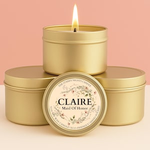 Wild Flower Custom Bridesmaid Favors, Wedding Party Candle, Personalized Small Bridesmaid Proposal Gift, Maid of Honor