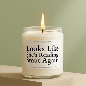 Funny Candle Smells Like She&#39;s Reading Dragon Smut Again Fantasy Book Lover Gift Smutty Candle Gift Bookish Merch Gift