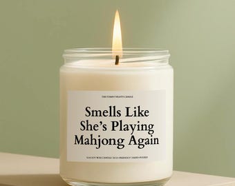 Smells like She's Playing Mahjong Mahjong Gift, Again Candle Board Game Night Hobby, Funny Unique Handmade For Gamers
