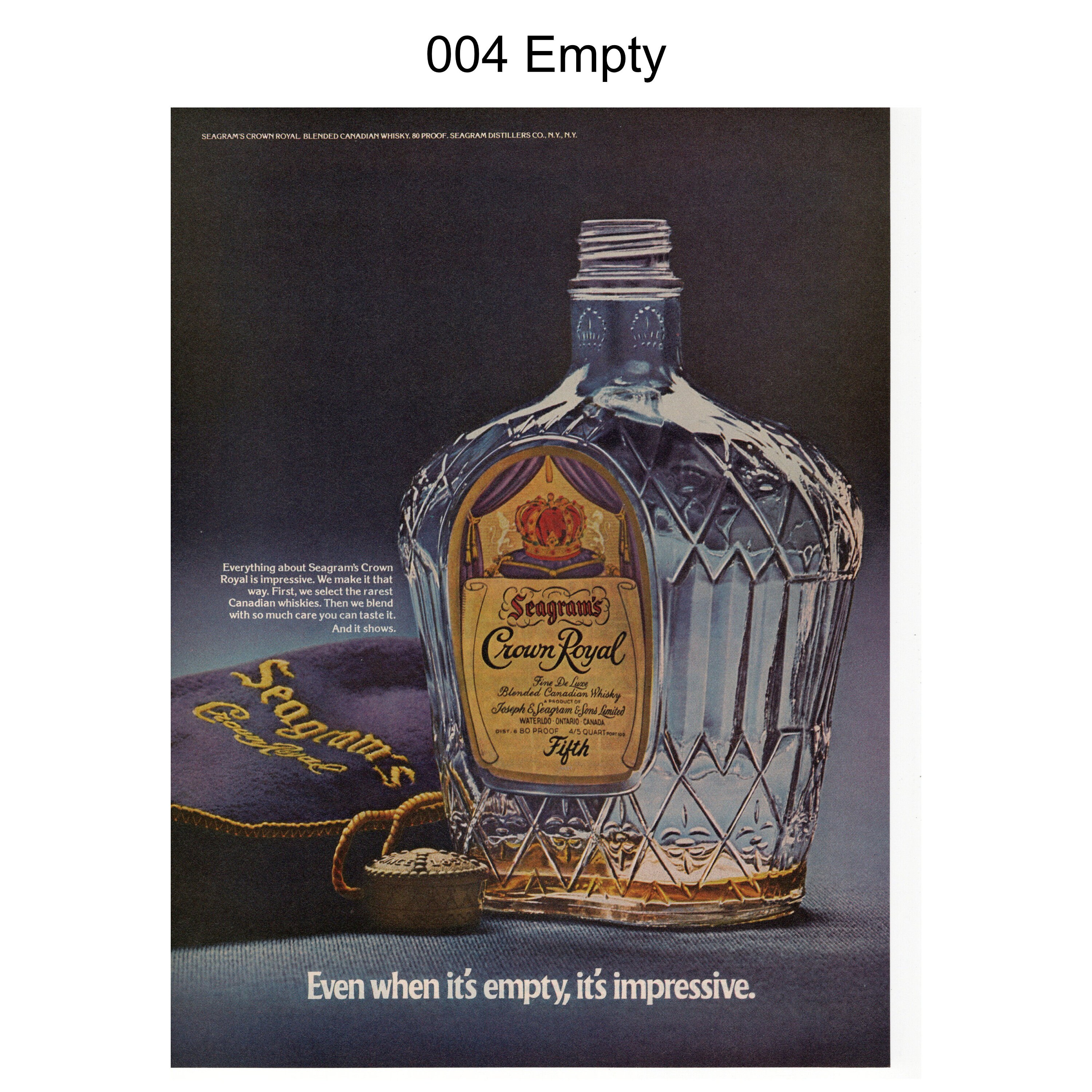 1970s Liquor Ad | Crown Royal Canadian Whisky | Retro Poster
