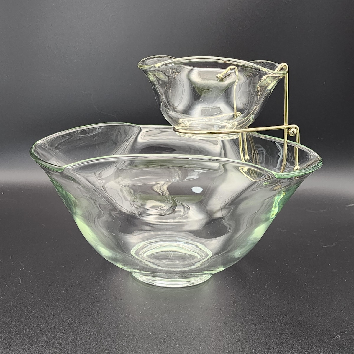 Vintage Clear Glass Chip With Dip Bowl