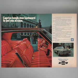 1970s Caprice 2 Page Advertisement | Classic Car | Retro Poster | Wall Art | Memorabilia Decor | Father&#39;s Day | Birthday | Gift